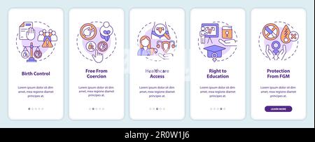 Womens reproductive rights onboarding mobile app screen Stock Vector