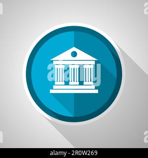 Museum symbol, flat design vector blue icon with long shadow Stock Vector