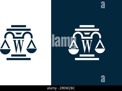 W  letter law firm logo design Stock Vector