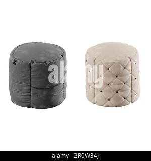 The decorative round poufs isolated on a white background Stock Photo