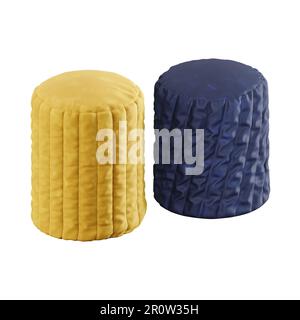 The decorative round poufs isolated on a white background Stock Photo
