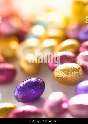 Small chocolate Easter eggs Stock Photo