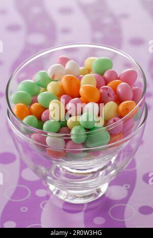 Glass bowl of small easter eggs Stock Photo