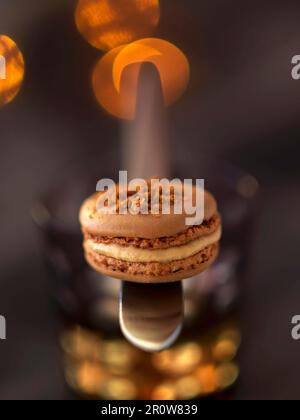 Foie gras macaroon Stock Photo