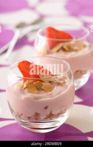 Strawberry Bavarian Verrines Stock Photo