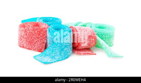 Tasty colorful jelly candies on white background Stock Photo