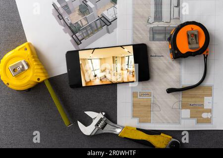 Designer working at new mobile applications Stock Photo