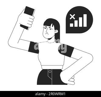 Phone user disconnected from network bw vector spot illustration Stock Vector