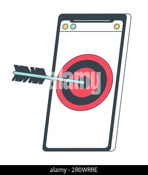 Target audience in mobile marketing flat line concept vector spot illustration Stock Vector