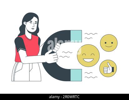 Audience satisfaction flat line concept vector spot illustration Stock Vector