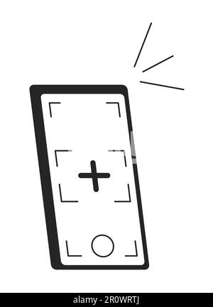 Taking photo with phone flat monochrome isolated vector object Stock Vector