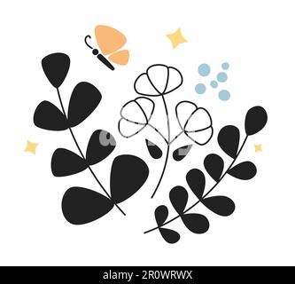 Serenity nature monochrome flat vector clip art Stock Vector