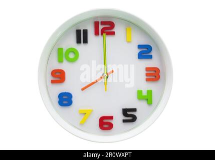 White wall clock. Isolated on white background Stock Photo - Alamy