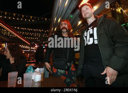 Zagreb, Croatia. 10th May, 2023. Members of Let3 music group, celebrate winning first Eurovision semi-final and qualifying in Finals in Liverpool, England on May 10, 2023. Photo: Sanjin Strukic/PIXSELL Credit: Pixsell/Alamy Live News Stock Photo