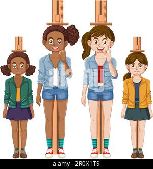 Puberty Girl Measuring Height illustration Stock Vector Image & Art - Alamy