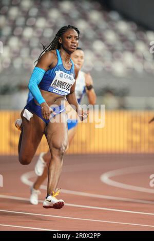 Anglerne Annelus running the 200m at the 2019 World Athletics Championships in Doha. Stock Photo