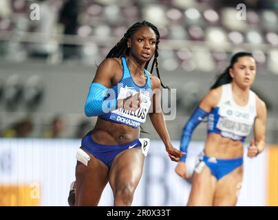 Anglerne Annelus running the 200m at the 2019 World Athletics Championships in Doha. Stock Photo