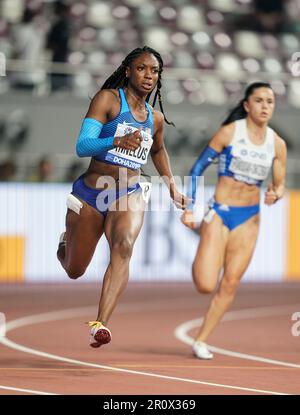 Anglerne Annelus running the 200m at the 2019 World Athletics Championships in Doha. Stock Photo