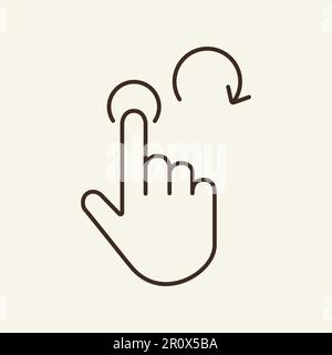 Finger touching screen and rotation arrow line icon Stock Vector