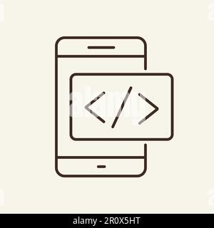 Mobile programming code line icon Stock Vector
