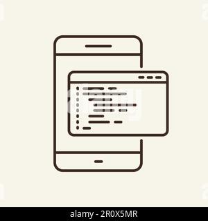 Mobile programming line icon Stock Vector