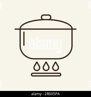 Saucepan line icon Stock Vector