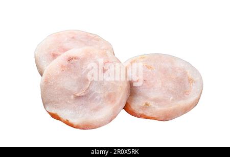 Fish cutlets from minced cod. Isolated on white background Stock Photo