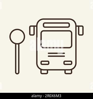 Bus stop sign line icon Stock Vector