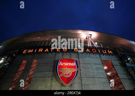 File photo dated 19-11-2022 of Emirates Stadium, London. Arsenal will play five Women's Super League games at the Emirates Stadium next season and are committed to hosting all Champions League fixtures there should they qualify for the group stage. Issue date: Wednesday May 10, 2023. Stock Photo