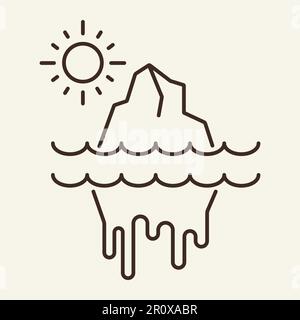 Melting of glaciers line icon Stock Vector