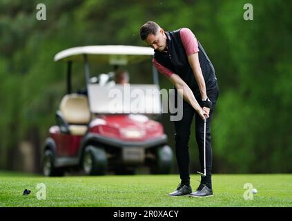 Dylan Baines on the 9th during day one of The G4D Open at Woburn Golf Club, Milton Keynes. Picture date: Wednesday May 10, 2023. Stock Photo