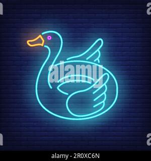 Swan rubber ring neon sign Stock Vector