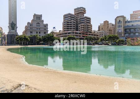 SANTA CRUZ DE TENERIFE, SPAIN-OCTOBER 2, 2021: Artificial lake of the Plaza de Espana in the city Stock Photo