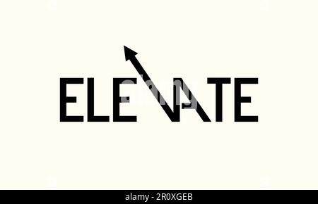 Elevate Typography Text Logo Design. Elevate Typographic Word Logo Vector Design For Business Company. Stock Vector