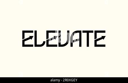 Elevate Typography Text Logo Design. Elevate Typographic Word Logo Vector Design For Business Company. Stock Vector