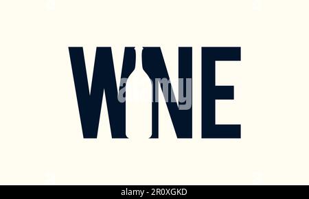 Wine Typography Text Logo Design. Wine Typographic Word Logo Vector Design For Business Company. Stock Vector