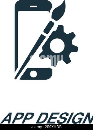 App design icon. Monochrome simple sign from app development collection. App design icon for logo, templates, web design and infographics. Stock Vector