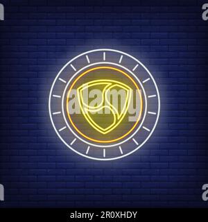 Nem cryptocurrency coin neon sign Stock Vector