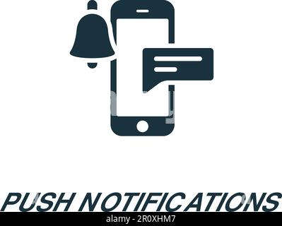 Push notifications icon. Monochrome simple sign from app development collection. Push notifications icon for logo, templates, web design and Stock Vector