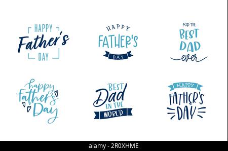 Cute Father's Day typography elements in german saying "Happy Father's Day", "Best Dad in the world" - great for cards, invitations, banners. Stock Vector