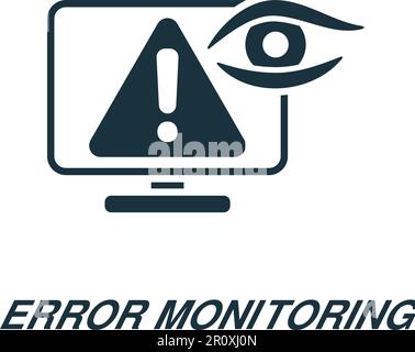 Error monitoring icon. Monochrome simple sign from app development collection. Error monitoring icon for logo, templates, web design and infographics. Stock Vector