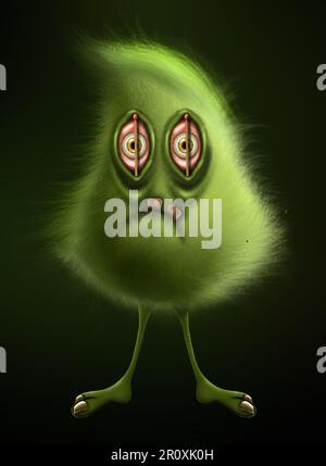 funny monster on a dark background Stock Photo