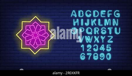 Asian ornamental pattern neon sign Stock Vector