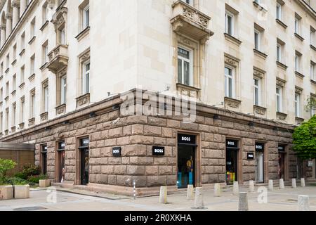 Sofia, Bulgaria. May 2023.  external view of the Hugo Boss luxury brand store in the city center Stock Photo