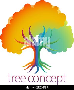 Rainbow Tree Abstract Stylised Concept Design Icon Stock Vector