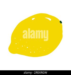 Cartoon yellow lemon. Hand-drawn citrus isolated on white background. Delicious fruit is a symbol of summer, wholesome nutrition, natural food. Ingred Stock Vector