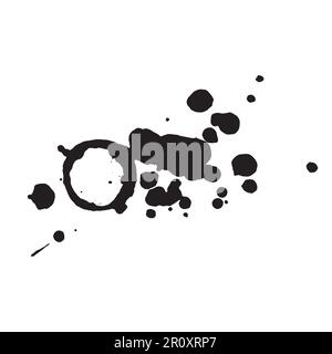 Vector illustration: stains and drops, strokes of paint, a trace from a cup, a circle of paint on a white background Stock Vector