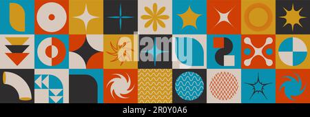 Modern geometric silhouette figures and shapes. Brutalism basic elements. Swiss bauhaus style. Stock Vector