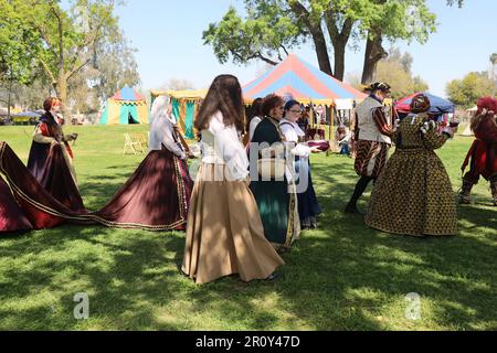 4-15-2023: Visalia, California: Royals parade, in period costumes at a