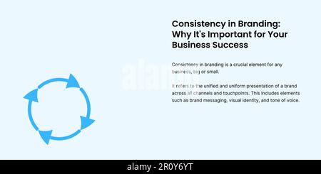 Brand Consistency Banner on Light Background. Stylish Branding Banner with Black Text and Blue Icon for Business, Marketing and Branding Stock Vector